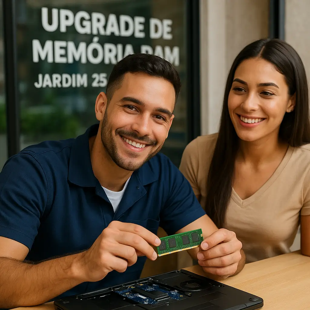 Técnico especialista da InforesidencialRJ executando Upgrade de Memória RAM Jardim 25 de Agosto